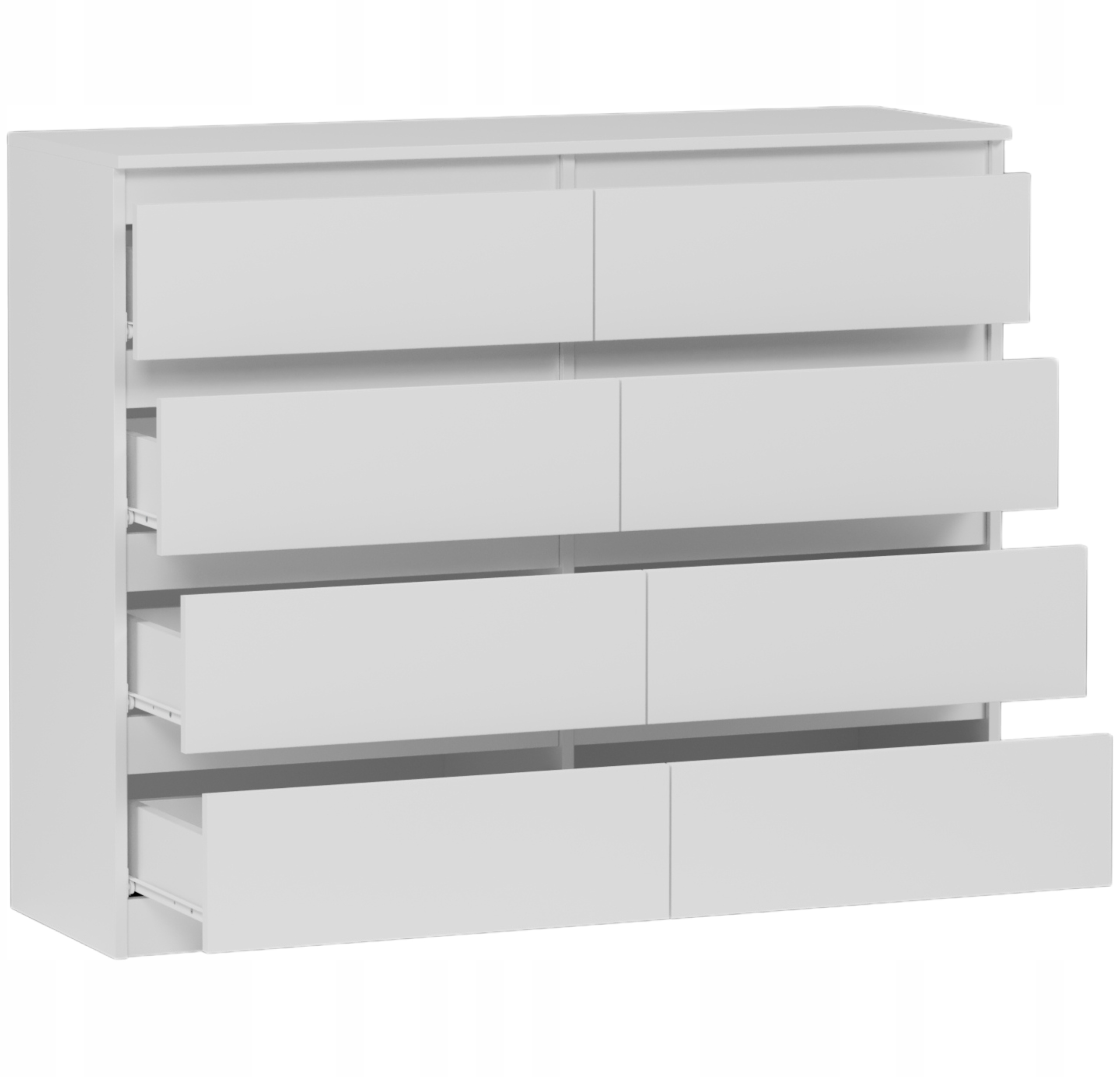 Nowoczesna KOMODA 140CM SZAFKA 8 SZUFLAD BIAŁA PL