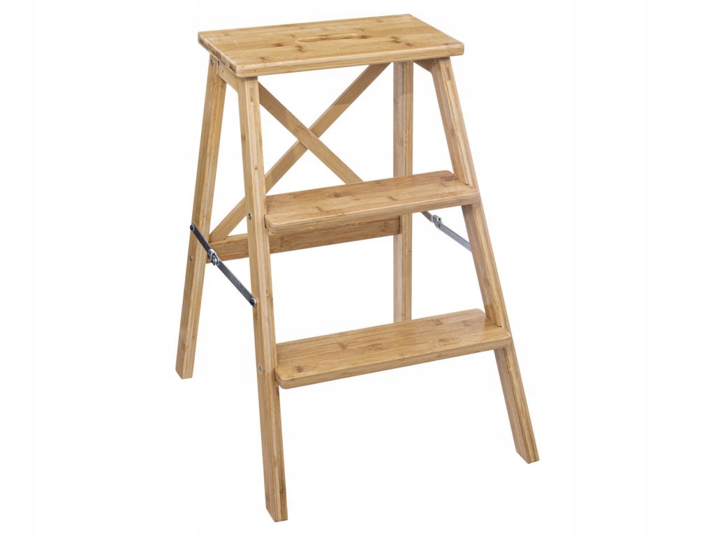 Skládací žebřík, nízký, bambus, 63,5 cm