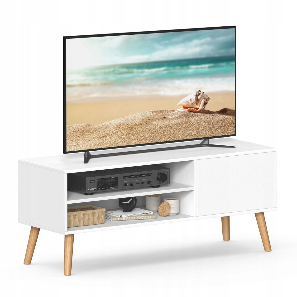 Szafka Rtv stojąca komoda pod telewizor Songmics 120cm x 49cm x 40 cm biała