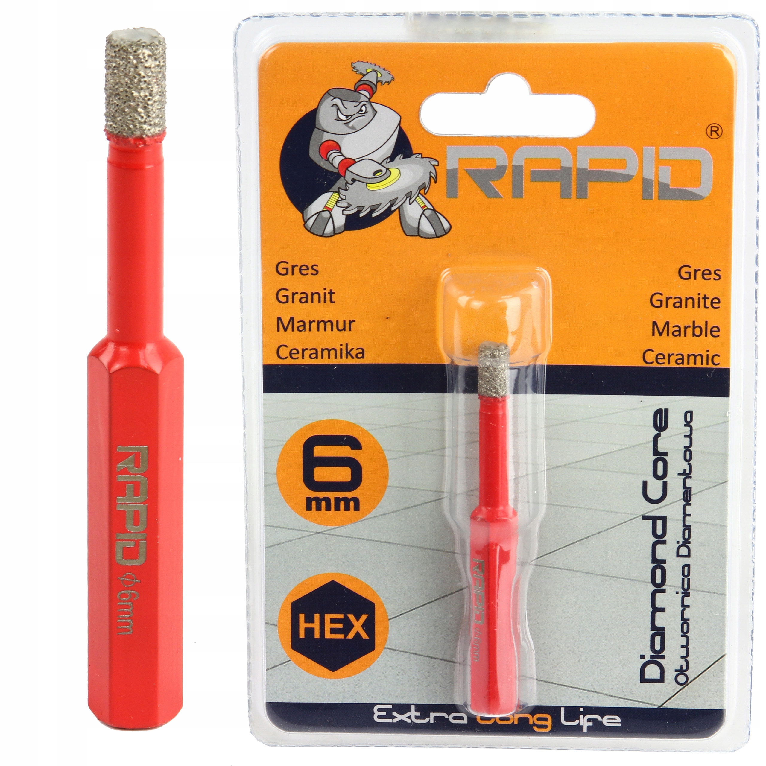 

Wiertło Diamentowe 6mm Gresu płytek Otwornica Hex