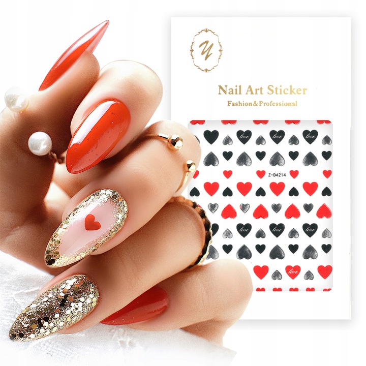 NAKLEJKI SAMOPRZYLEPNE DO PAZNOKCI OZDOBY SERDUSZKA SERCE LOVE