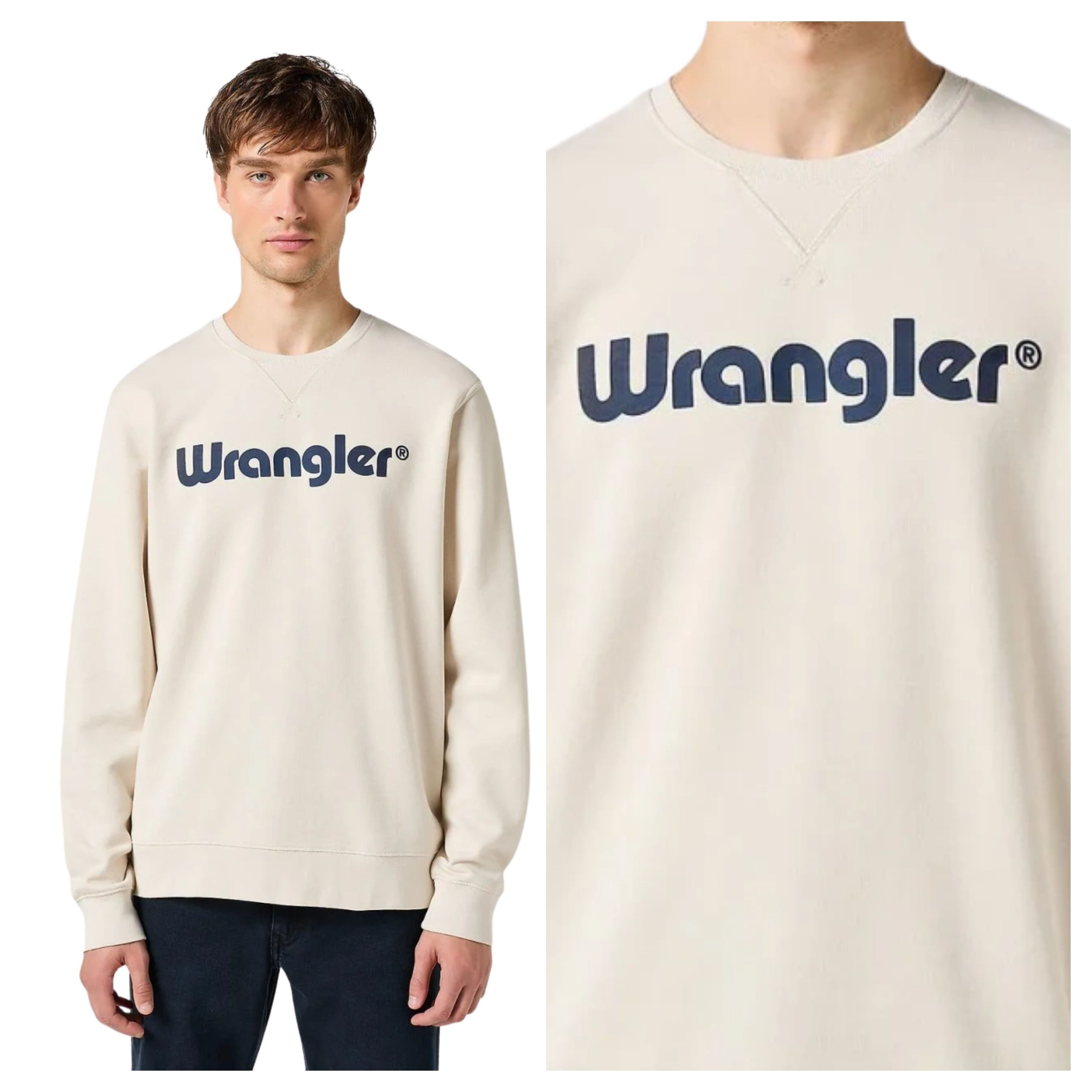 Pánská Mikina Wrangler Logo Crew Sweat Bílá Bavlněná S