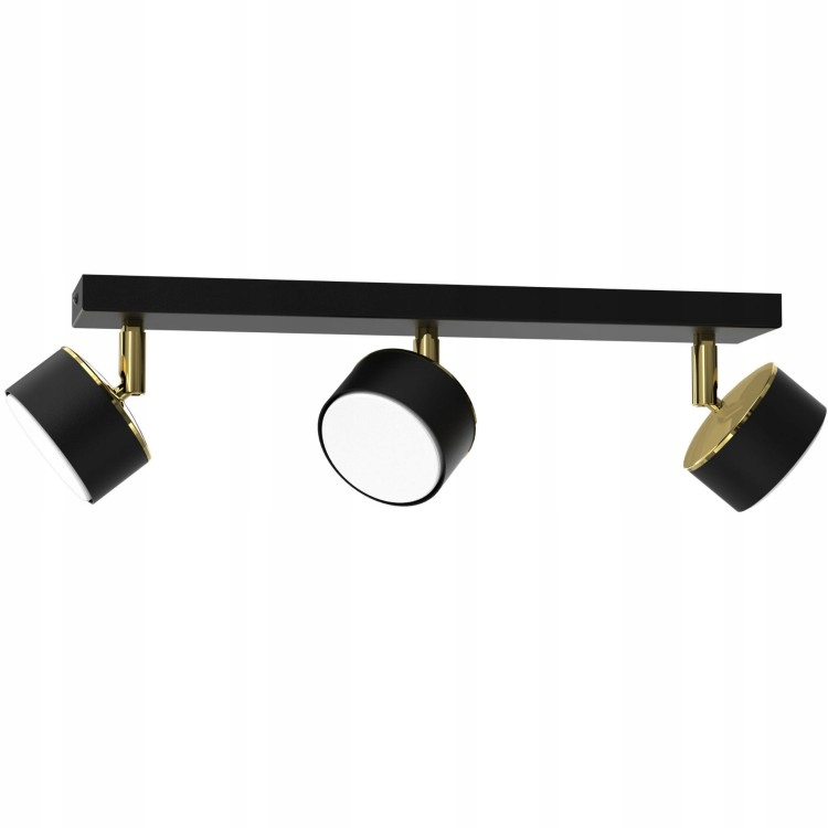 Stropní Svítidlo Axis Lišta 3x Spotová Kovová Nastavitelná Černozlatá Obývací Pokoj