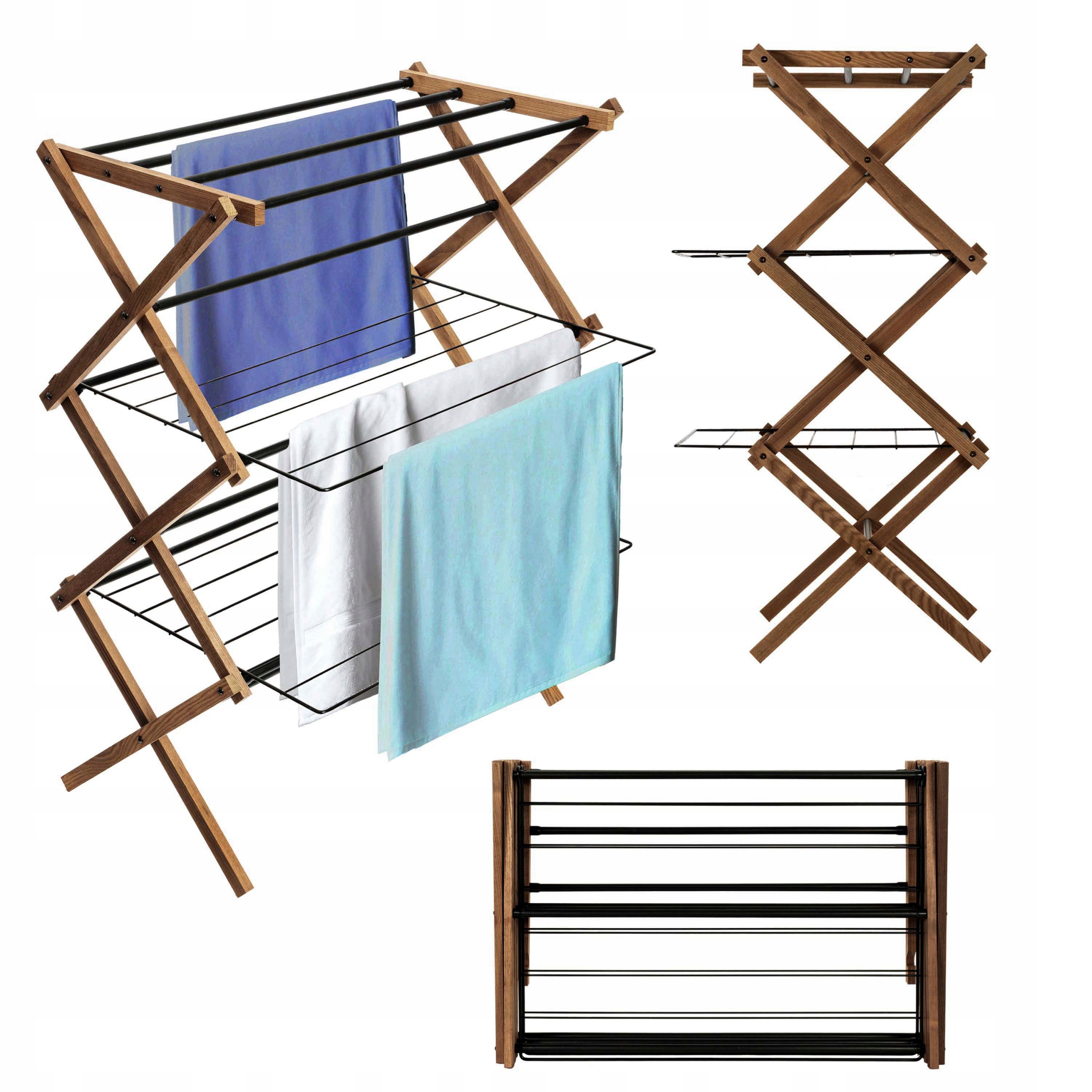 Dřevěný Sušák Vertikální Skládací Ekologický Moderní Koupelna Balkón Módní