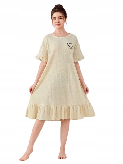 SHEIN PIŻAMA DLA DZIEWCZYNKI BEŻOWA 152-158 CM ŁGR
