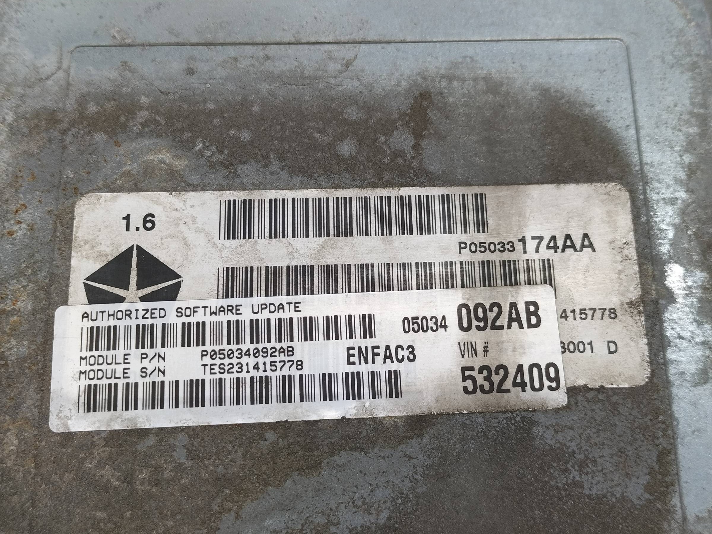 centralina motore P05033174AA 1.6 B 115KM Chrysler PT Cruiser e (2000-2010)