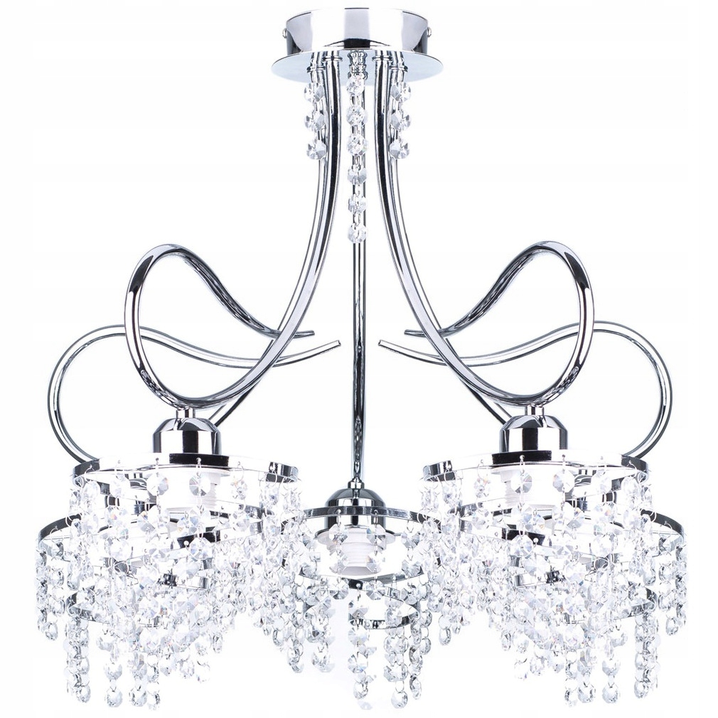 Lampa wisząca sufitowa żyrandol Led Bajkał 5 plafon chrom kryształ