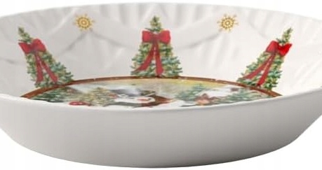 Porcelánová Vánoční Miska Velká 25 CM, Dekorace Na Stůl, Sněhulák