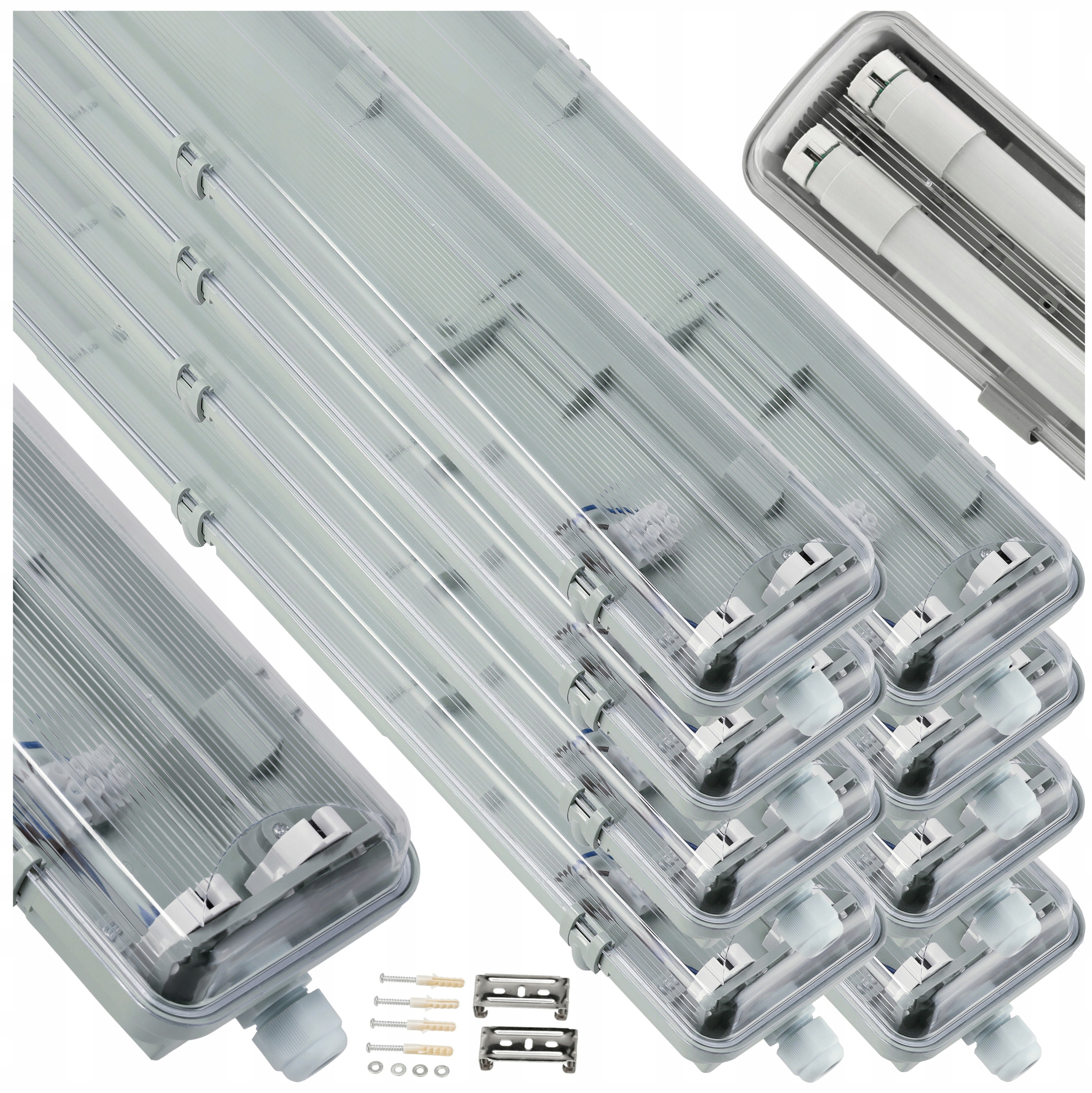 Hermetická lampa Led 120 cm do dielne na žiarivky, sada 8x