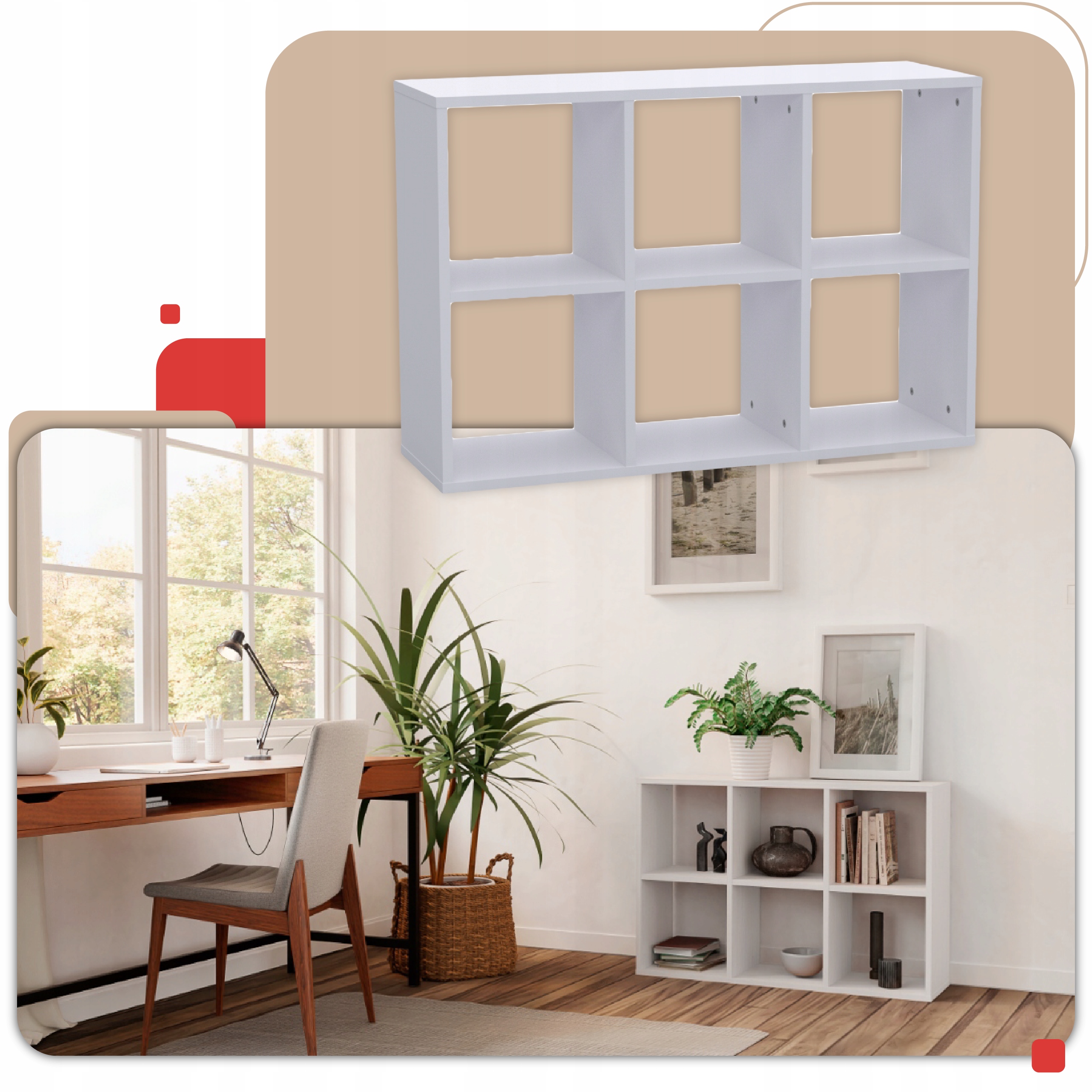 Regał Otwarty 2x3 KALAX KOSTKA IKEA BIAŁY Książki BIUROWY Segregatory Marka bez marki