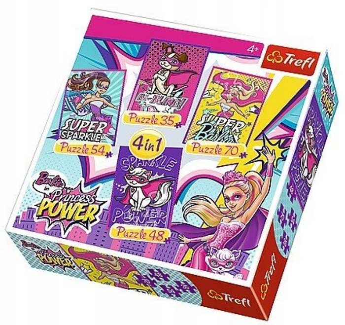 PUZZLE 4W1 LALKI BARBIE SUPER KSIĘŻNICZKA TREFL