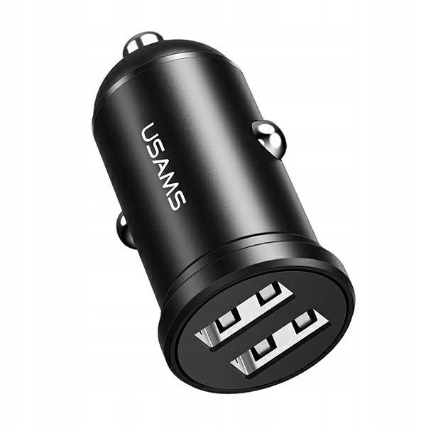 Usams Ładowarka samochodowa 2xUSB 2,4A Czarna
