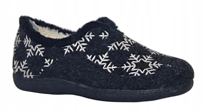 Teplé pantofle plné sněhových vloček Sanital Flex L25972 černá r37