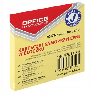 

Bloczek karteczki samoprzylepne 75x75mm notes