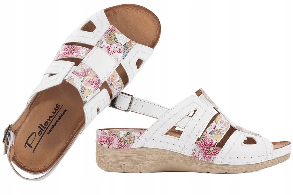 Pollonus 1278 Dámské Sandály Komfort Koturn Pu bílé 37