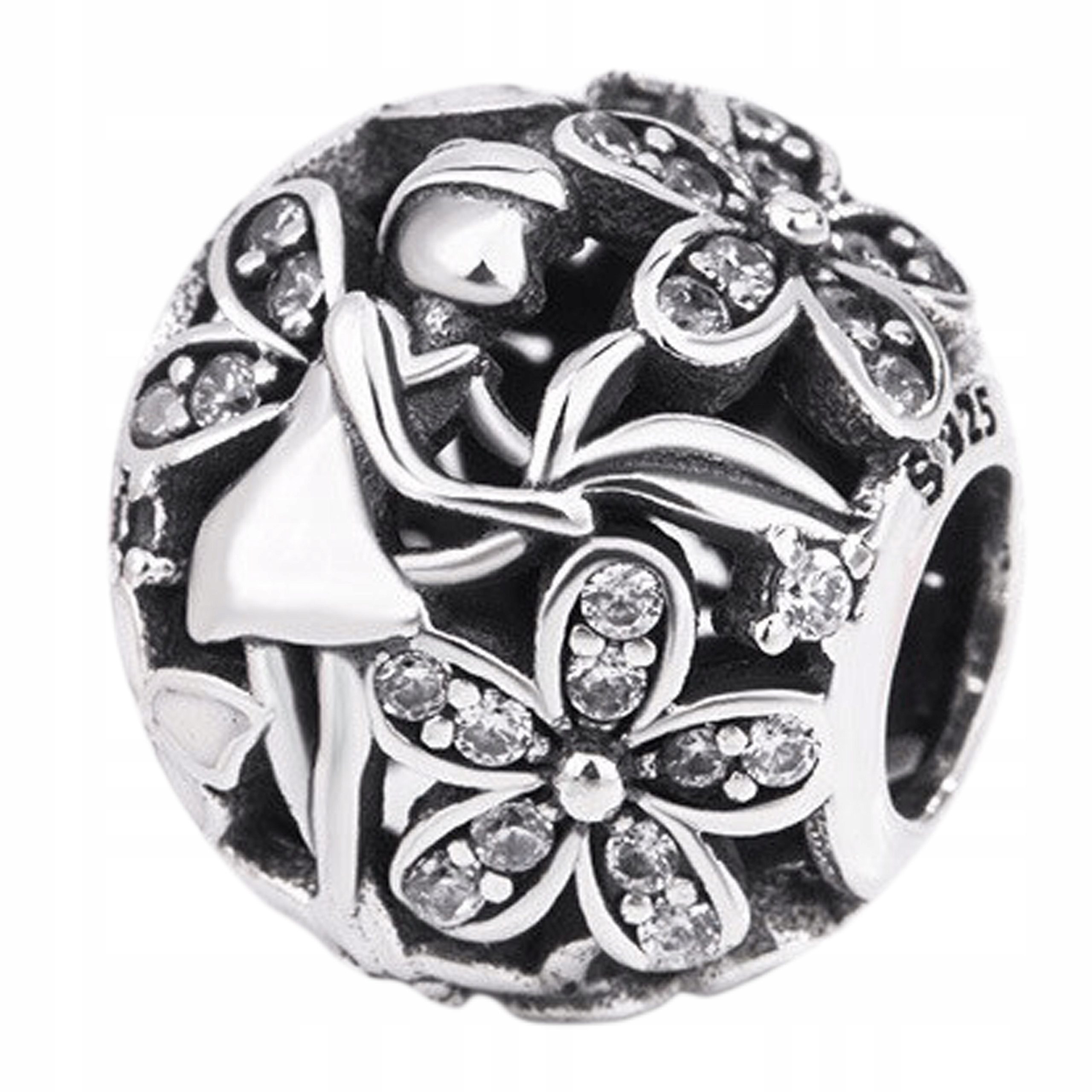 

Charms wróżka kwiaty cyrkonie srebro 925
