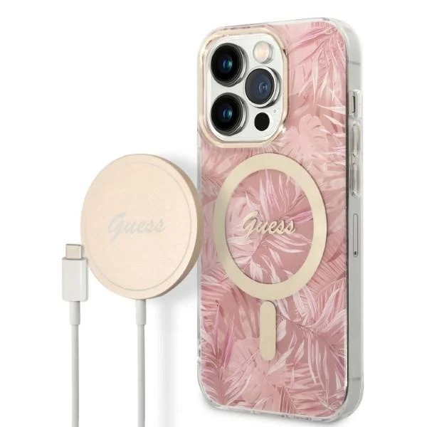 Sada Guess pouzdro bezdrátová nabíječka GUBPP14LHJEACSP pro Apple iPhone 14