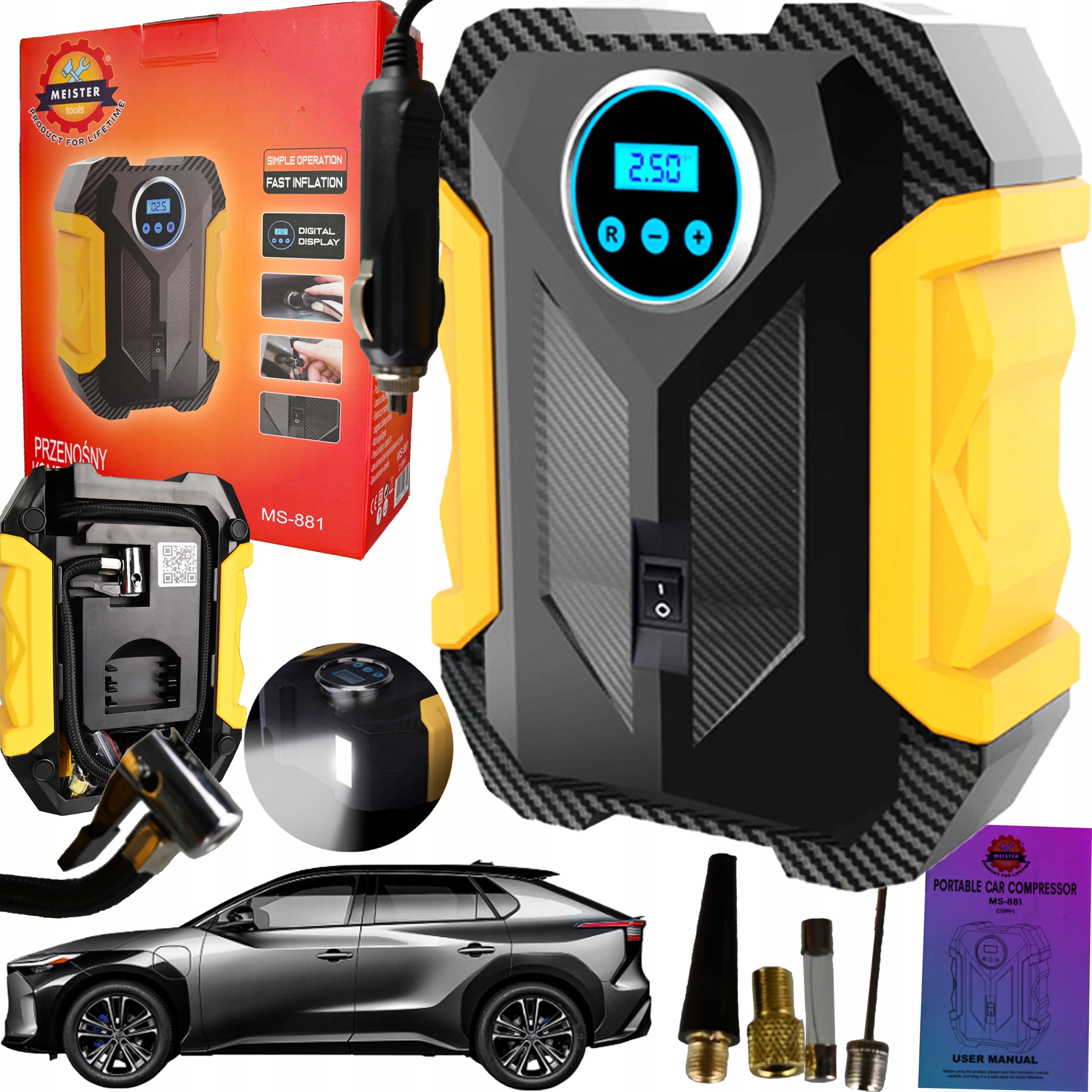 АВТОМОБИЛЬНЫЙ КОМПРЕССОР ТУРБО 12V LCD 120W