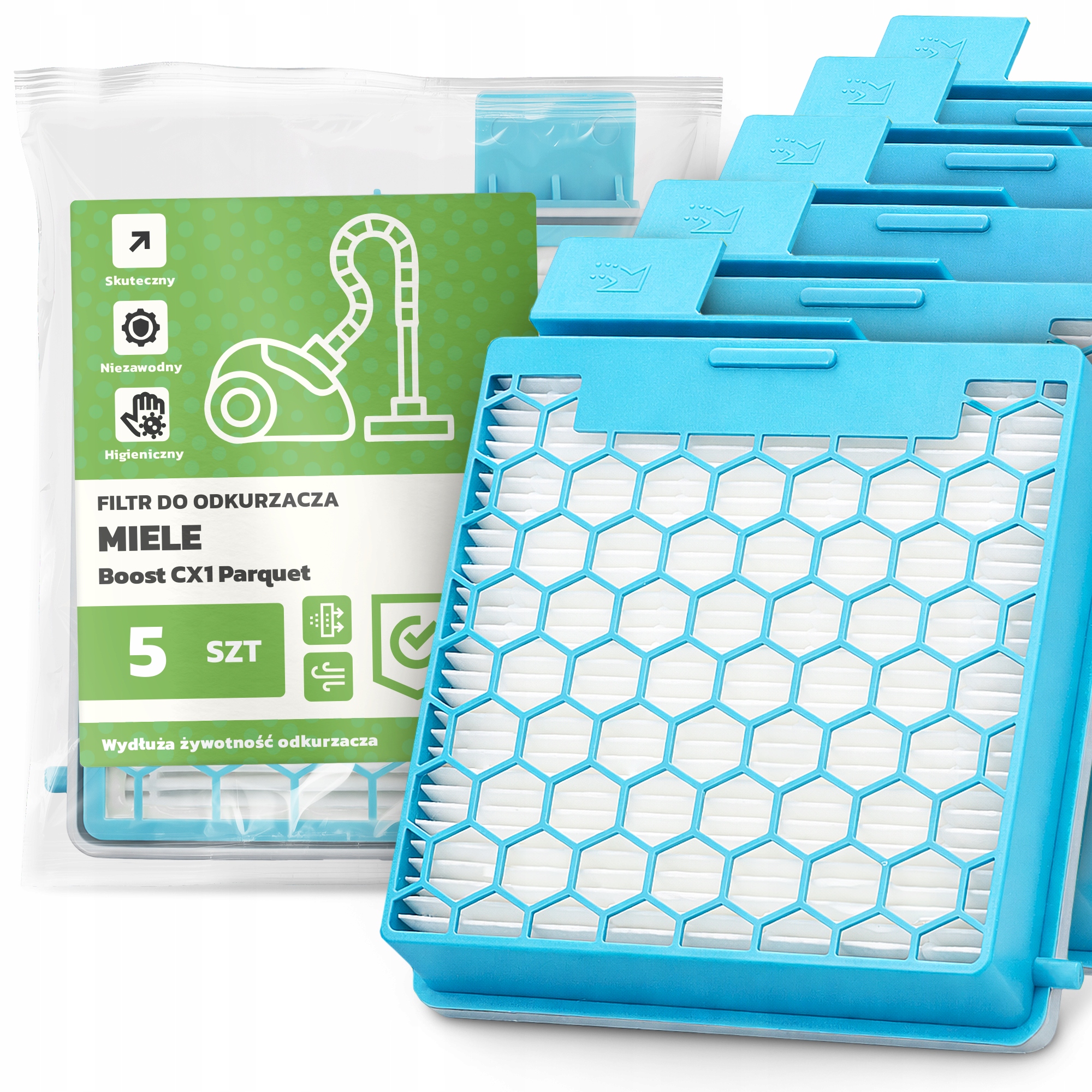 5 x Vzduchový Filtr pro vysavač Miele Boost CX1 Parquet Hepa Em-w