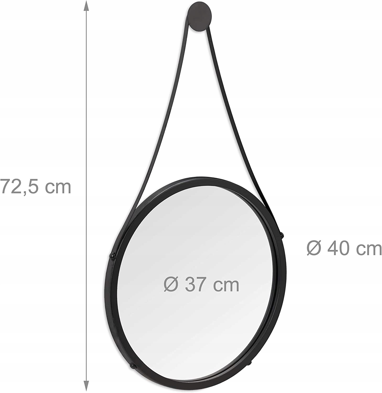 LUSTRO OKRĄGŁE ŚCIENNE ZAWIESZANE CZARNE LOFT Kształt koło