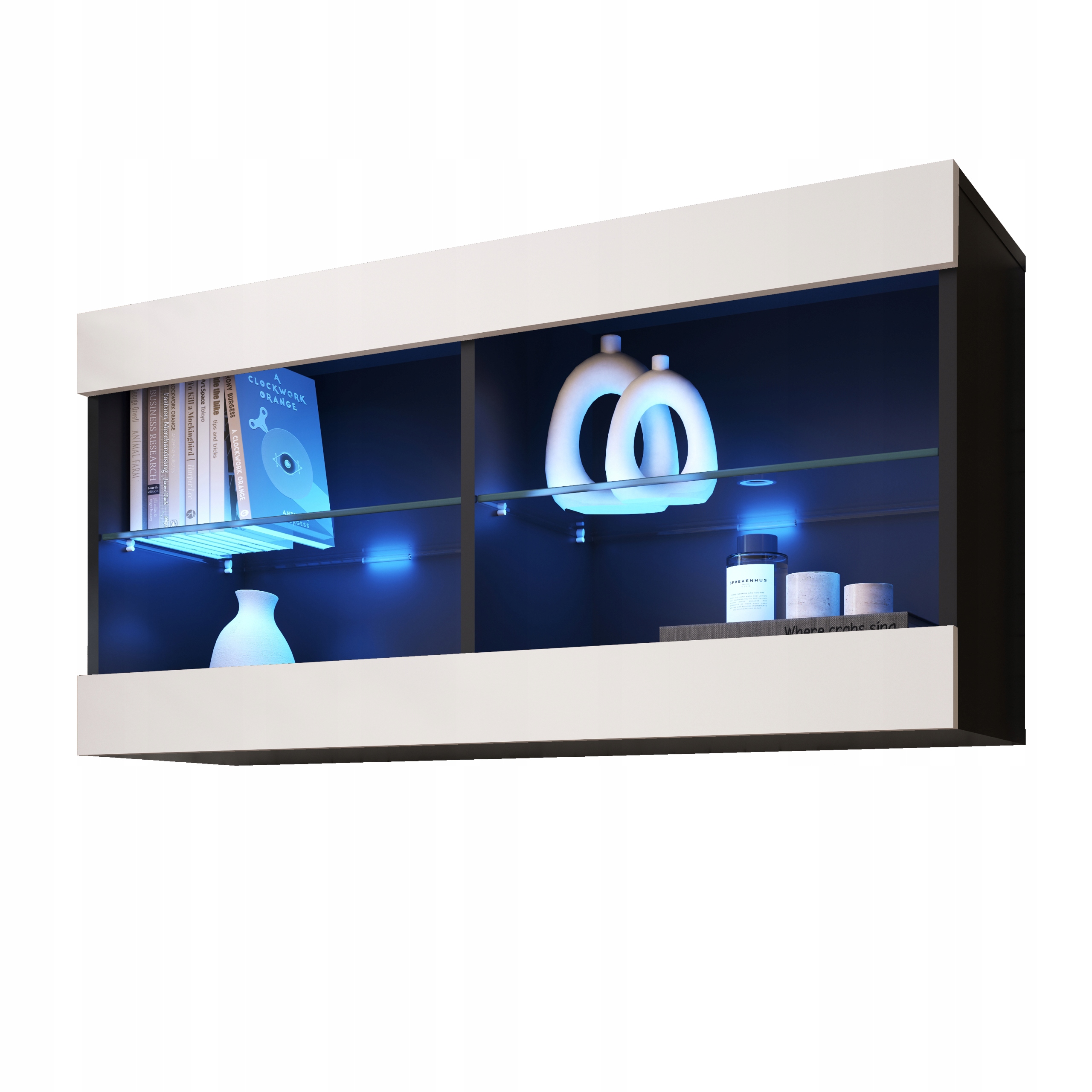 komodee Tivoli Závěsná vitrína Horizontal Černá-Bílá Modrá Led