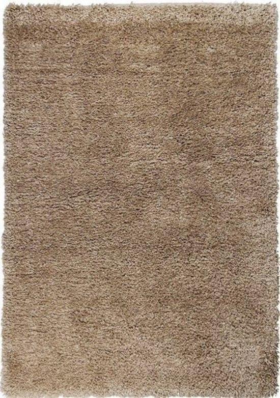 Béžový koberec do obývacího pokoje, silný koberec typu shaggy, jednobarevný vzor 80x150 cm