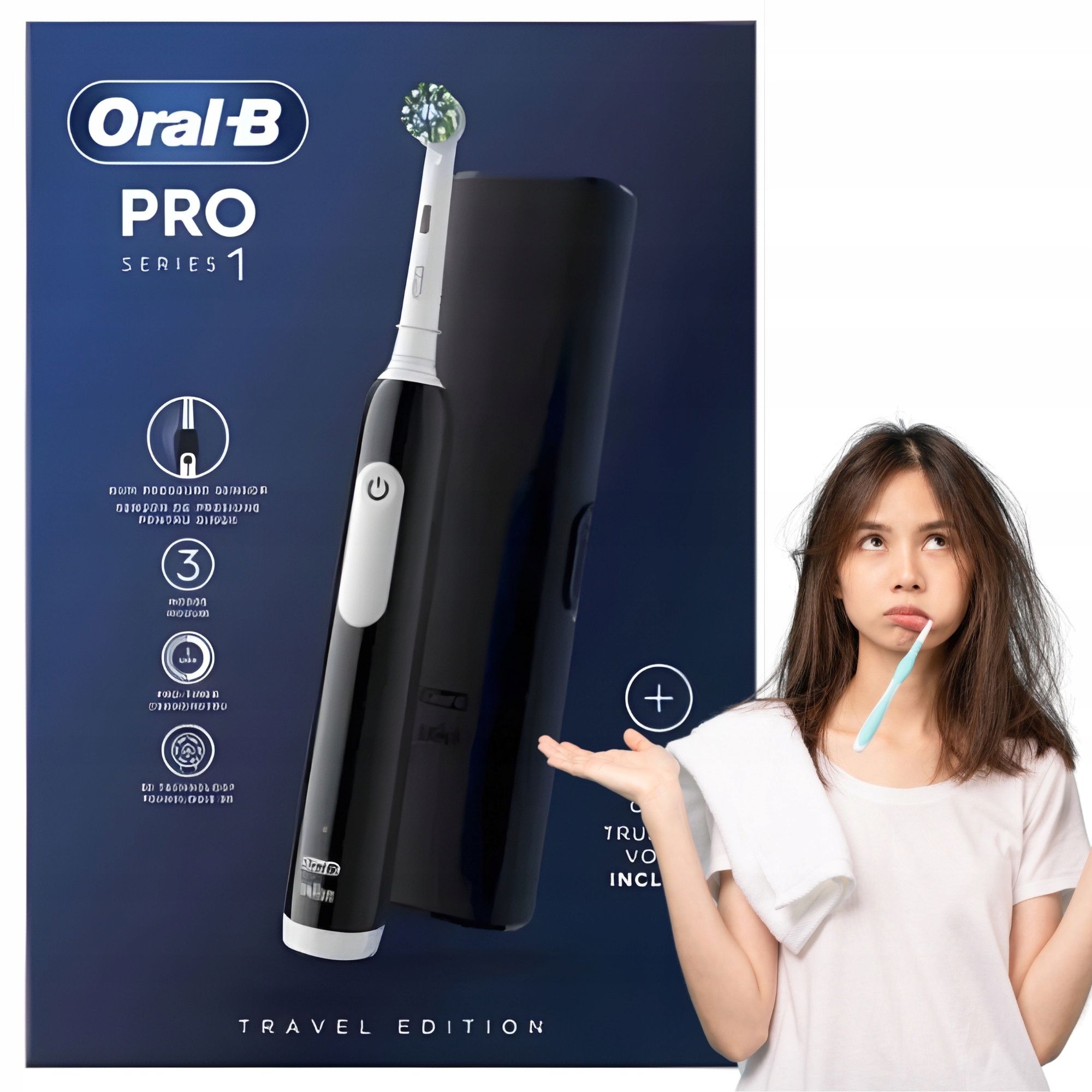 Szczoteczka elekrryczna do zębów Oral-B Pro Series 1 Travel Czarna z Etui