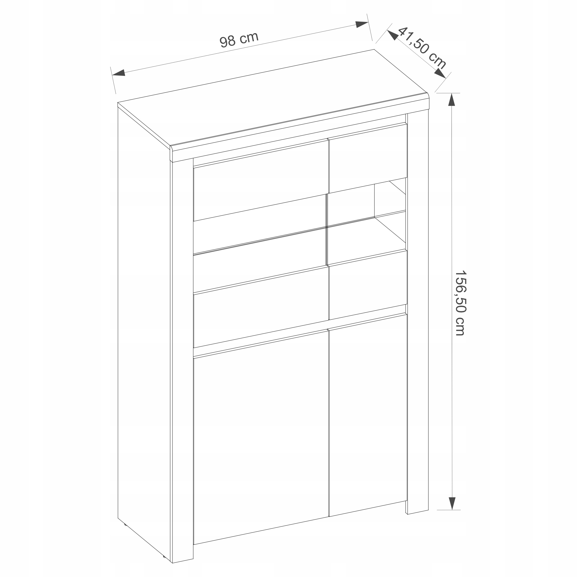 NISKA BIAŁA WITRYNA SZKLANA LINGO KOMODA SZAFKA Głębokość mebla 41.5 cm