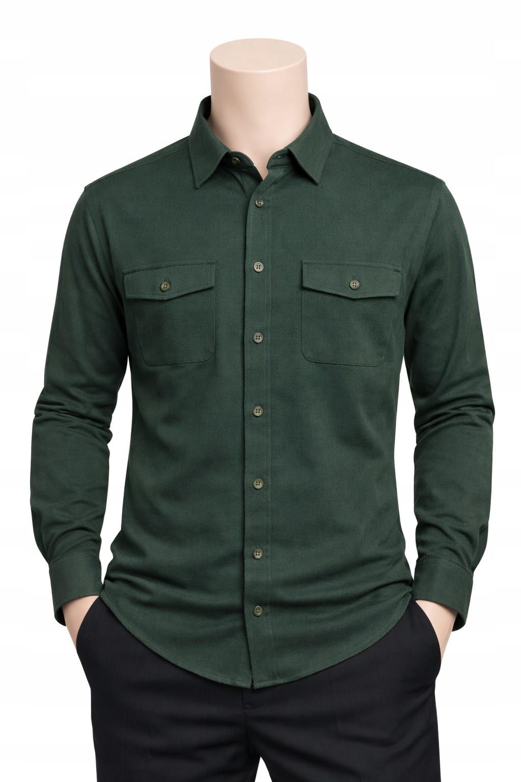 Pánská košile Viadi Polo Zeleň Lahvová Comfort dl. rukáv vel. XL Lycra 3%