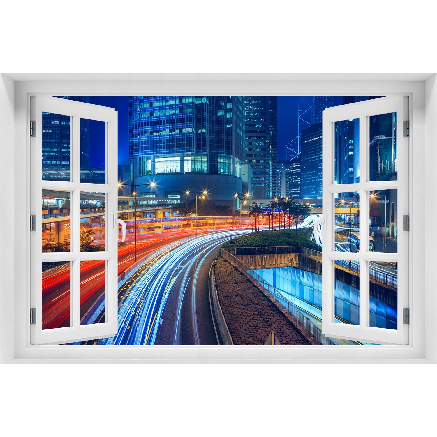 

Naklejka na ścianę 3D Okno Hongkong nocą 90x60