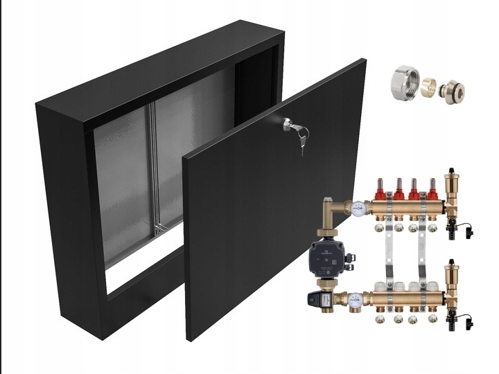 Rozdělovač 2 pro podlahovku Čerpadlo Grundfos Spojky Nástěnná Skříňka Kouzlo