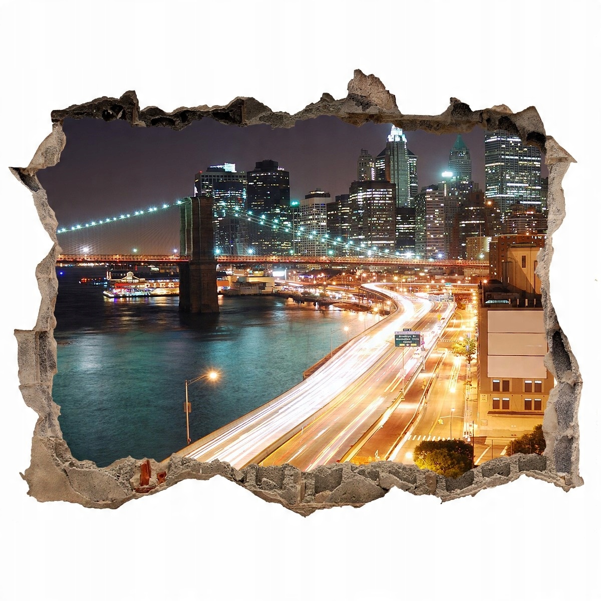 

Fototapeta dziura na ścianę 3d Nowy Jork nocą