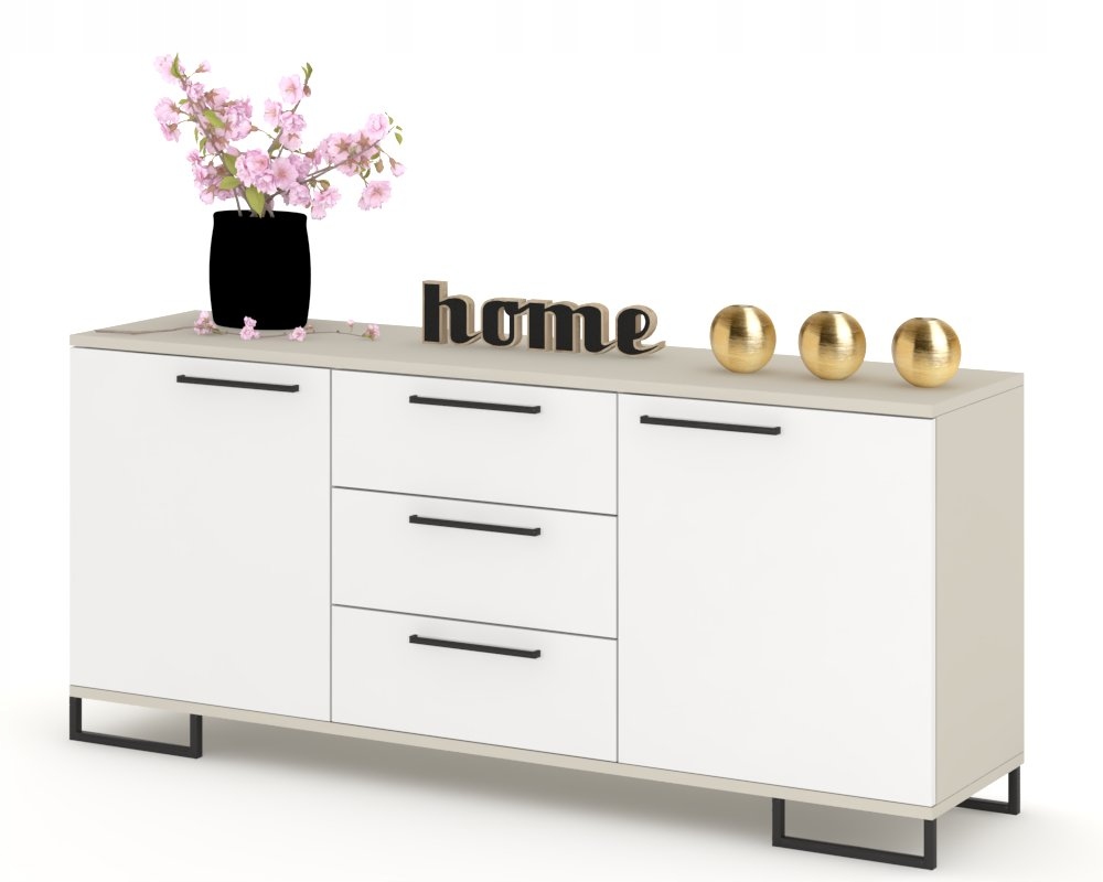 Komoda do obývacího pokoje Rtv skříňka se zásuvkami Kašmír Bílá Matná 150