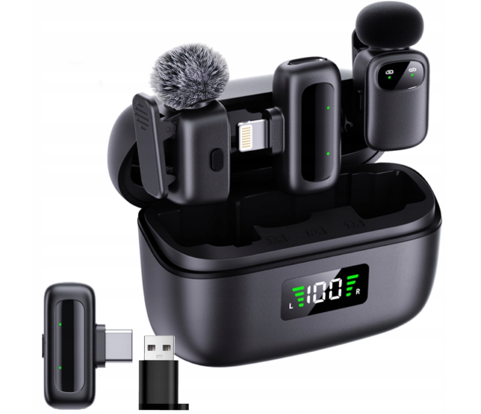 Bezdrátový kravatový mikrofon mini Usb Usb-c černý pro počítač