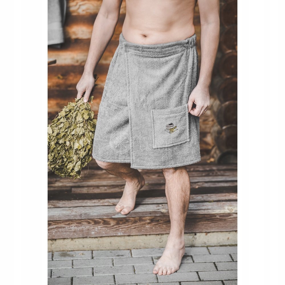 Ręcznik męski do sauny kilt z bawełny szary Namu