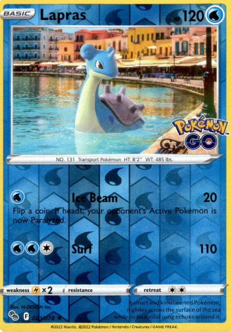 Pokemon Go 023/078 Lapras Reverse Holo Tcg