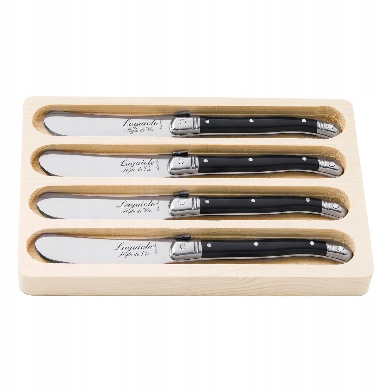 Laguiole Style de Vie Laguiole Premium nože na máslo 4 ks, rukojeť, černá