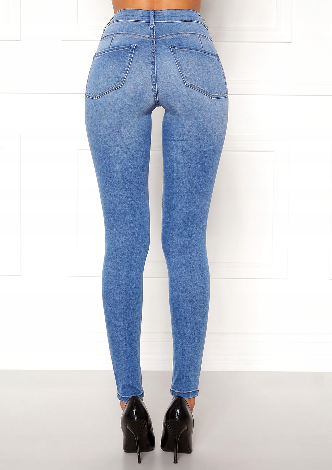 SPODNIE WYSZCZUPLAJĄCE WYSOKI STAN KLASYCZNE JEANS Rozmiar L