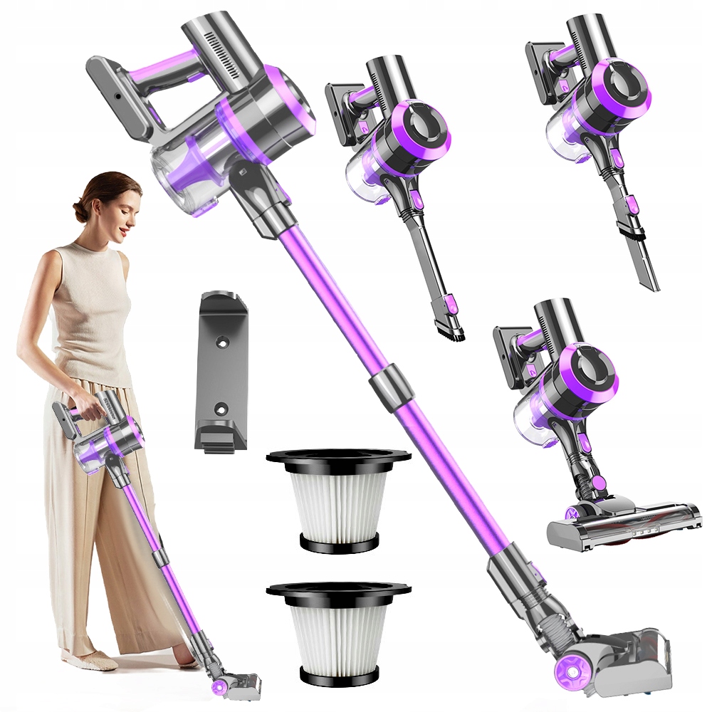 Mocny Odkurzacz Pionowy Led Bezprzewodowy Niski Poziom Hałasu 400W