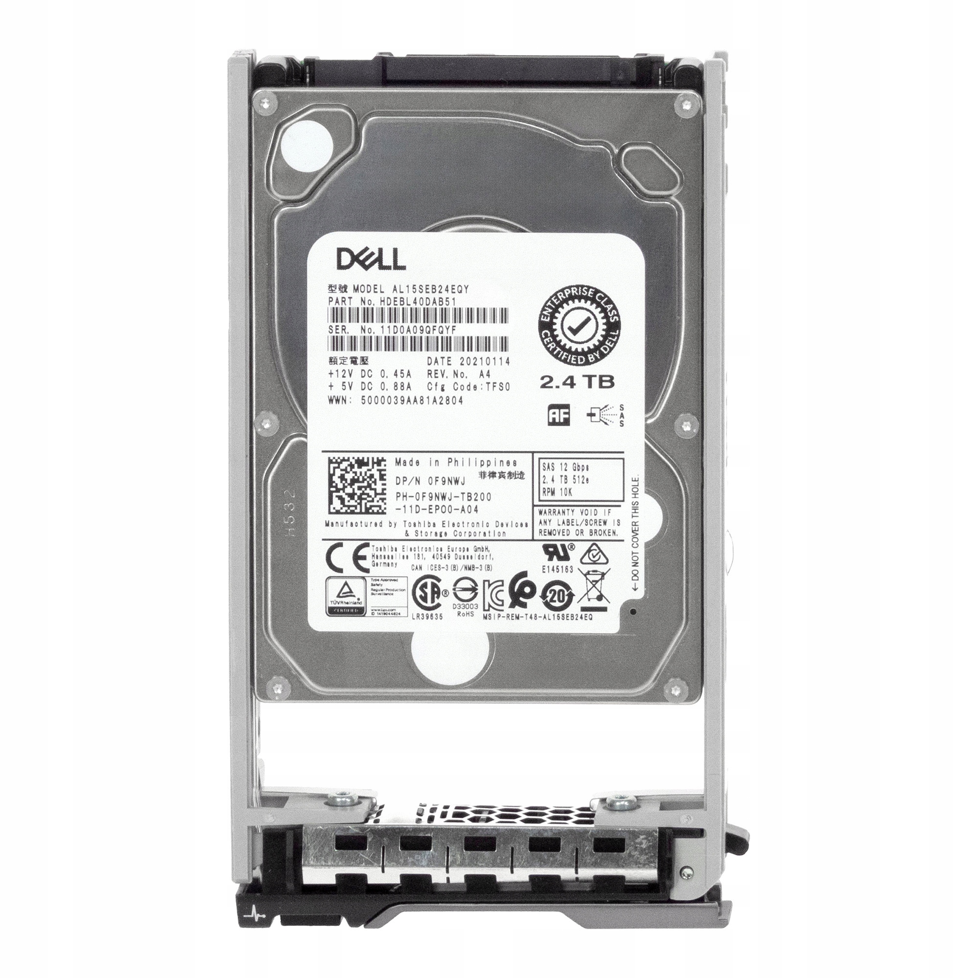 Dell 0F9NWJ 2.4TB 10K 128MB SAS-3 2.5'' AL15SEB24EQY