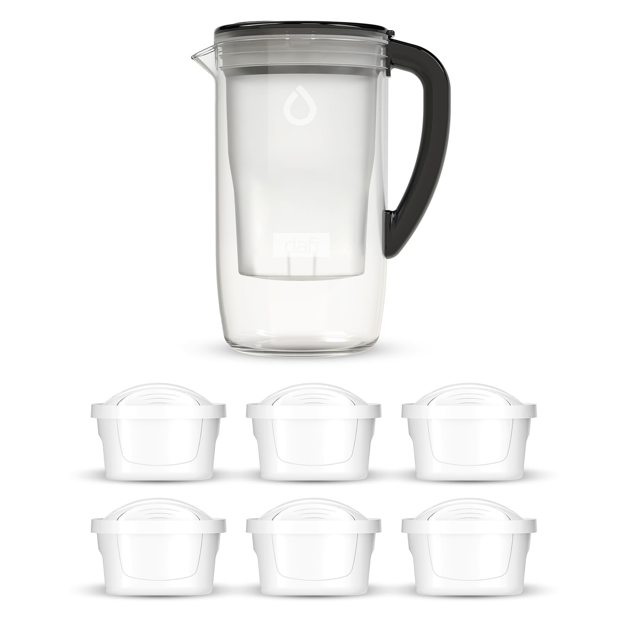 Skleněná Filtrační Konvice Dafi Prisma Led Černá 6x Vložka Unimax