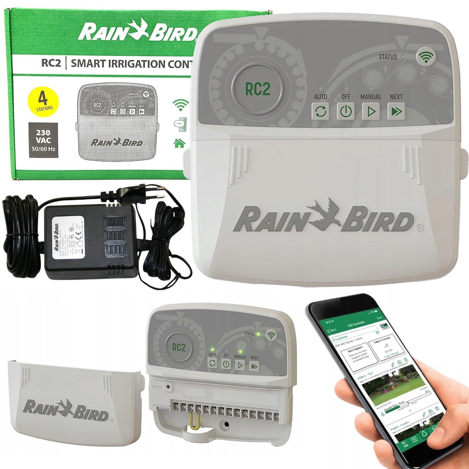 Vnútorný Ovládač Zavlažovania S Modulom Wifi RC2 i4 Rain Bird 4 Sekčný