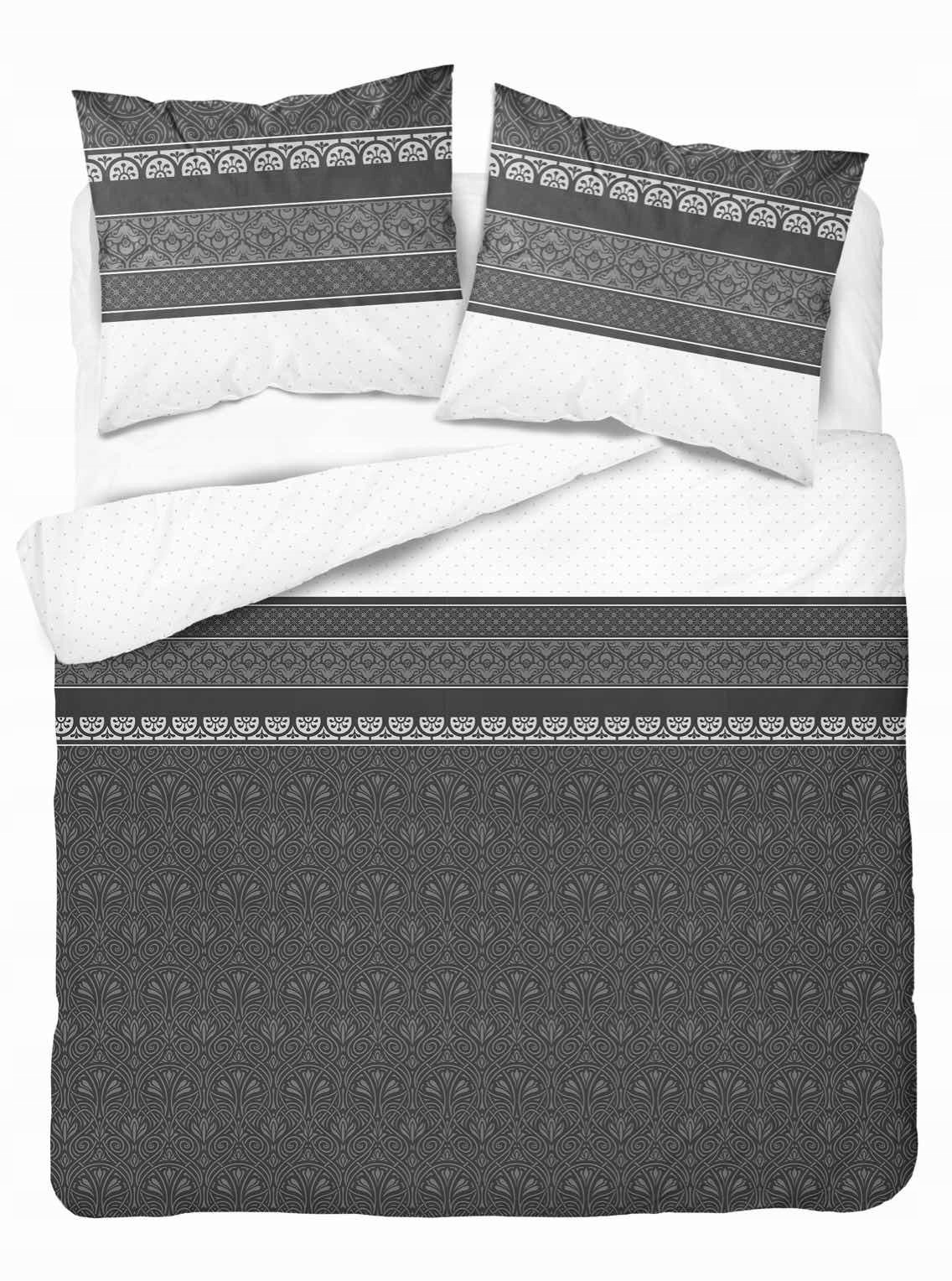 Pościel satyna bawełniana 180x200 Home Satin biała szara grafitowa Glamour