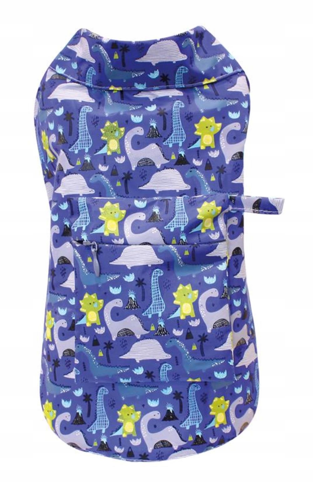 Levně Bunda pro psa Croci proti dešti Dinosauři modrá s kapsou 35 cm