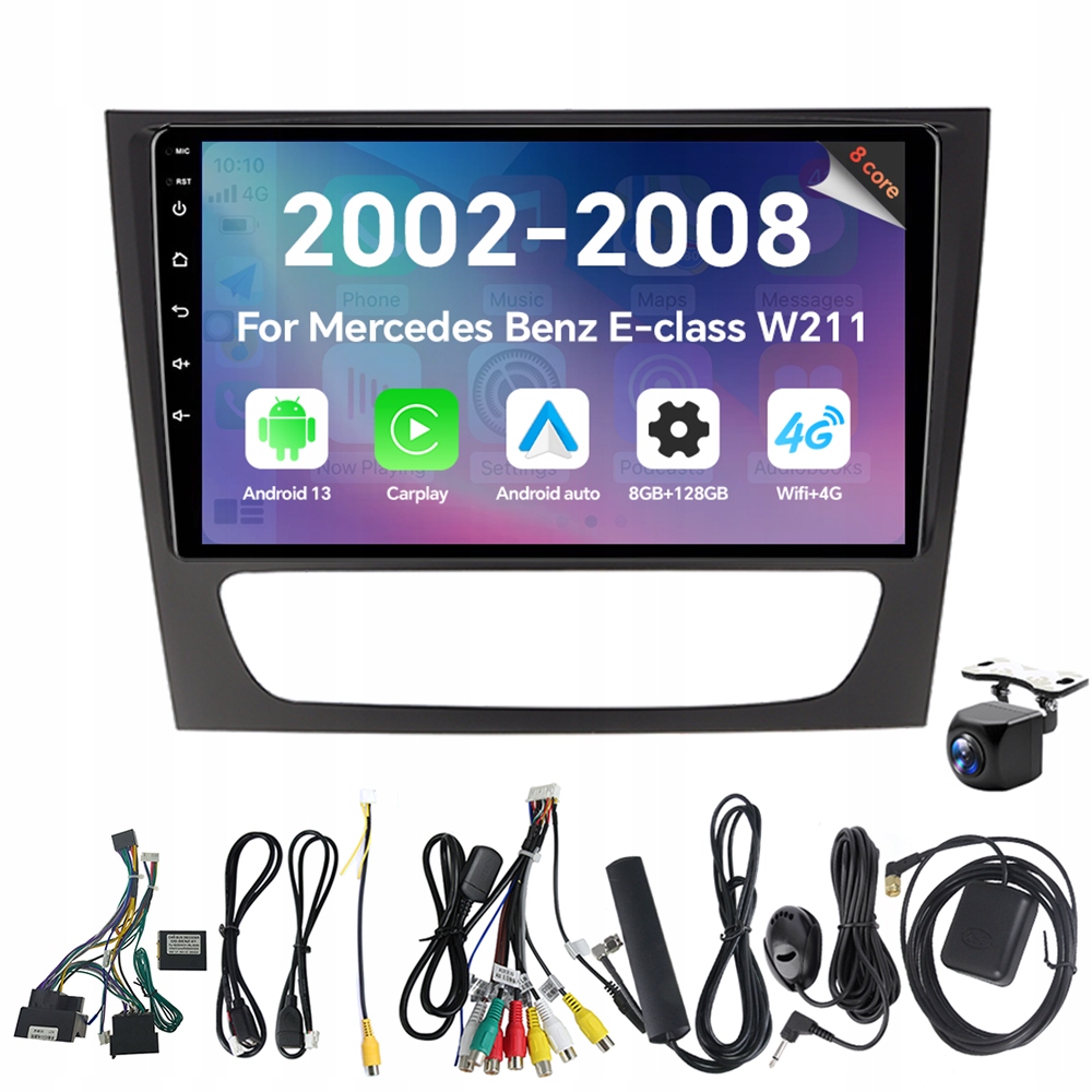 Autorádio Eunavi 2Din s Androidem 13 pro Mercedes Benz třídy E W211 2002-2008