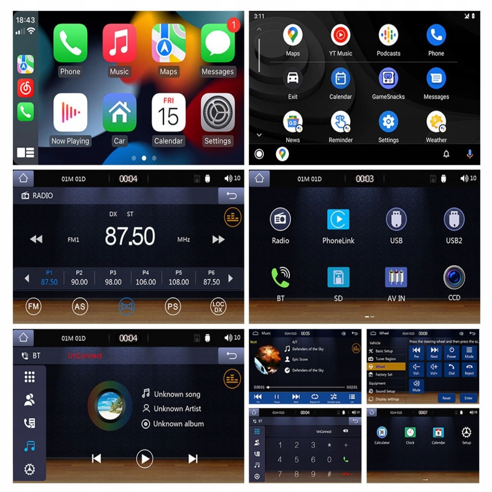 RADIO SAMOCHODOWE 2 DIN BLUETOOTH ANDROID CARPLAY 7 CALI POLSKI/CZESKI Rodzaje odtwarzanych nośników karta SD USB