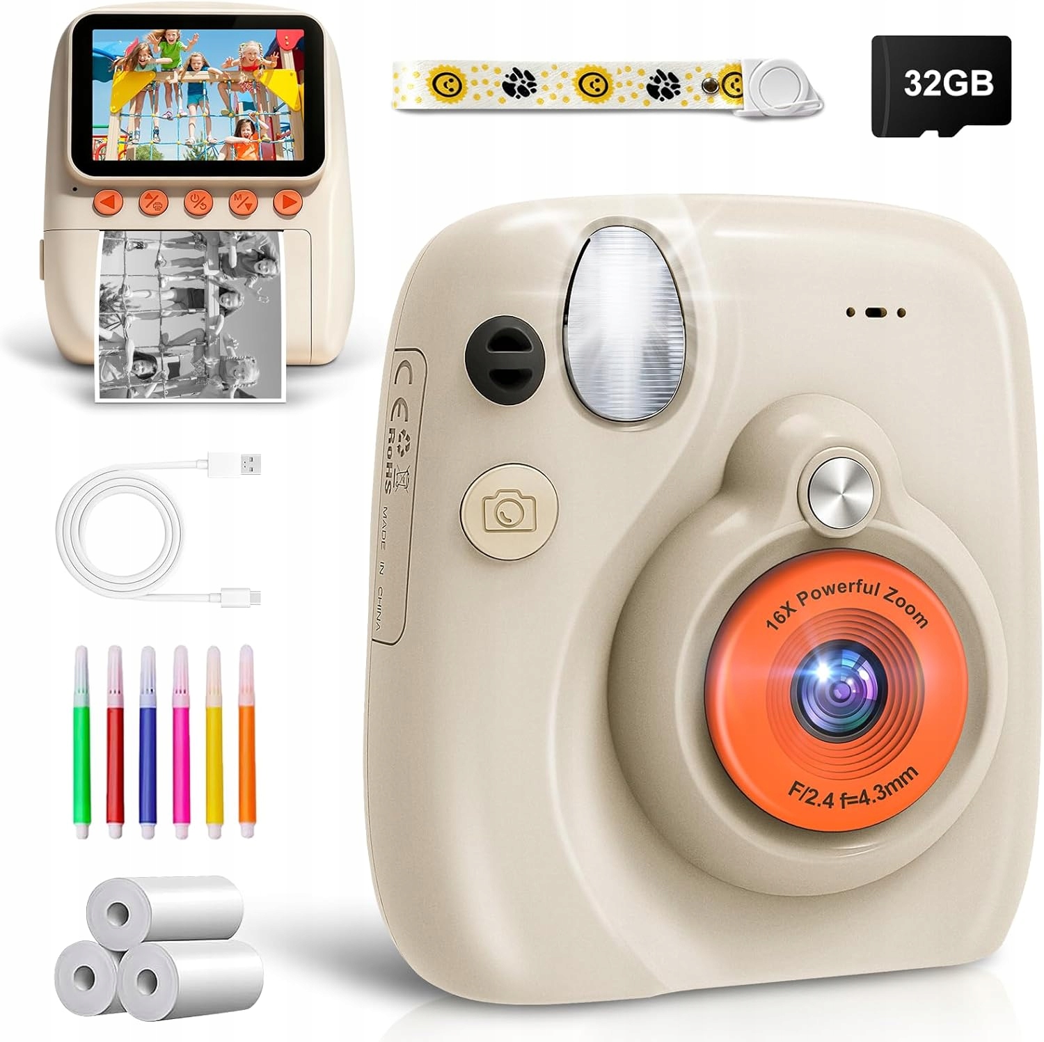 Fotoaparát pro děti digitální Instantní s tiskárnou 32 Gb