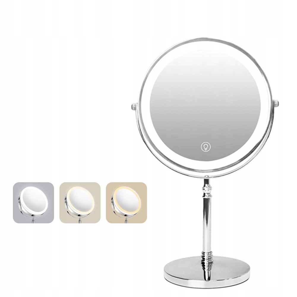 Oboustranné Led podsvícené kosmetické zrcátko otočné o 360° 8 palců