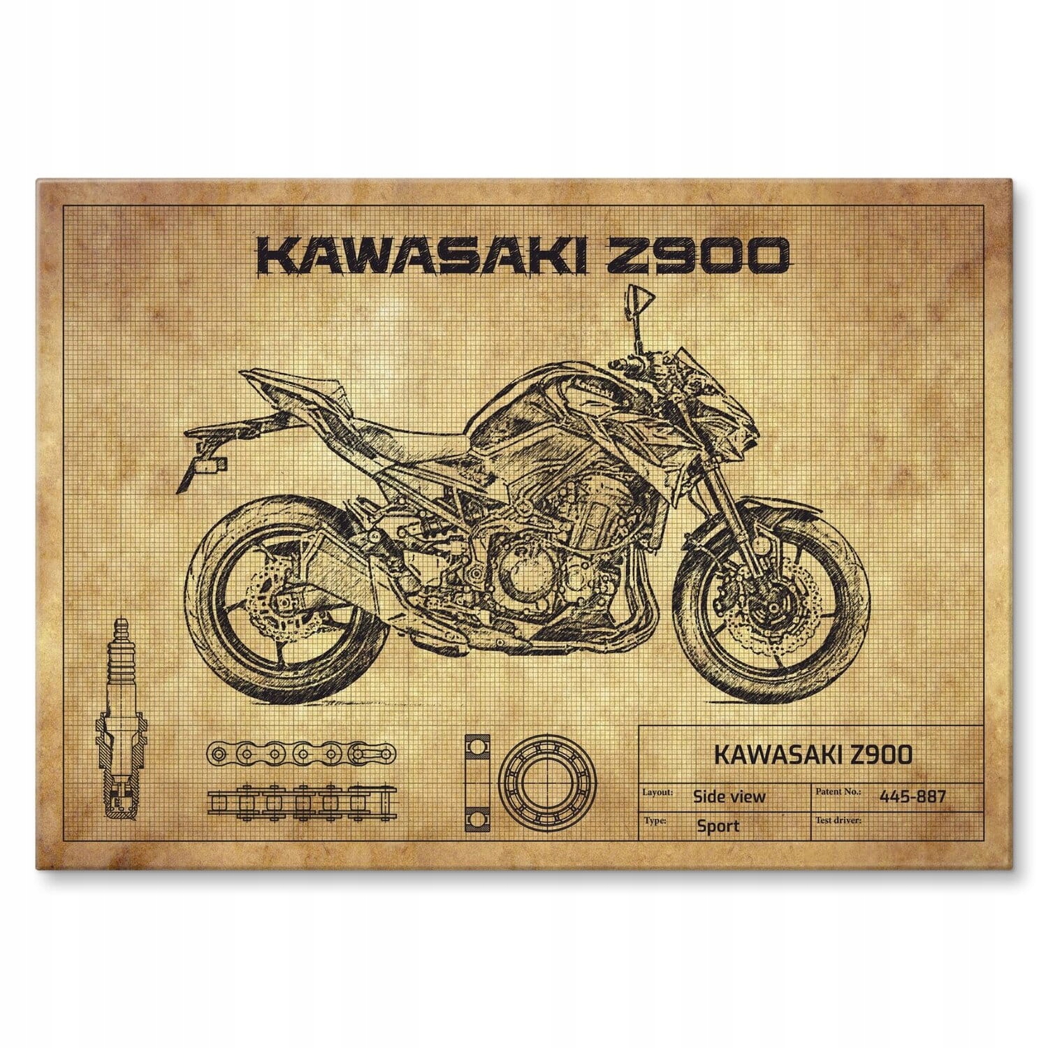 Kovový plech velký plakát dárek velká grafika motorka Kawasaki Z900