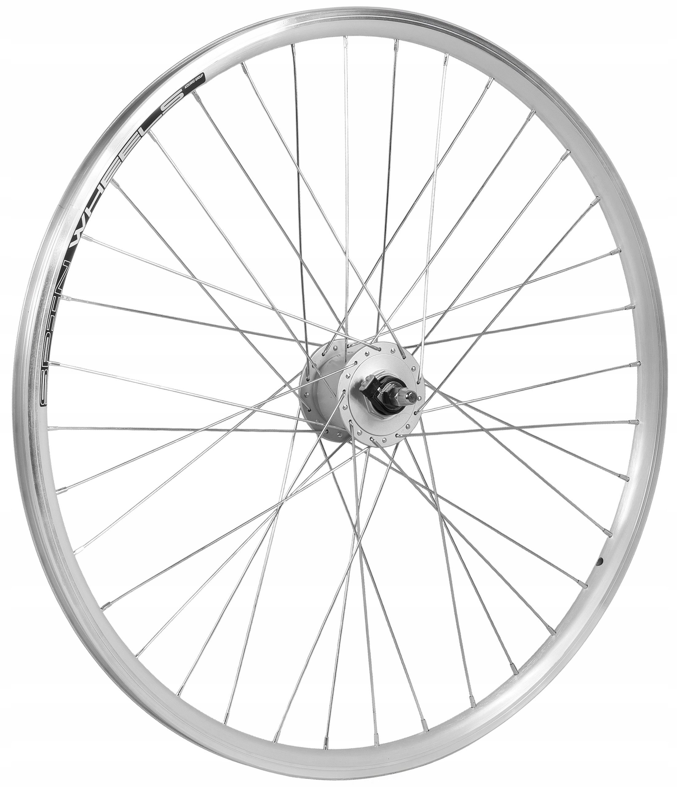 Koło rowerowe przód 26 cali przednie Prądnica Shimano 3W Srebrne Stożkowe